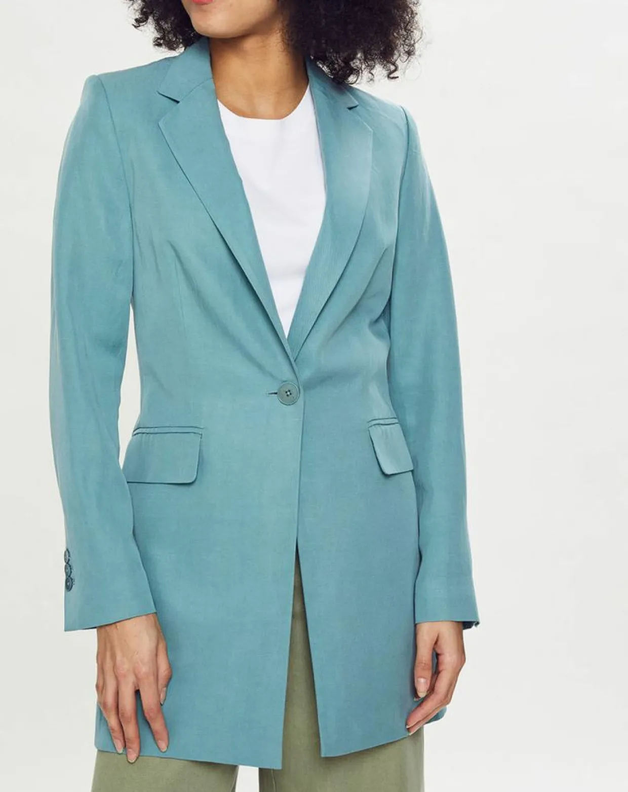Femme Esprit Vestes, Blousons^Blazer long en Lin mélangé bleu turquoise