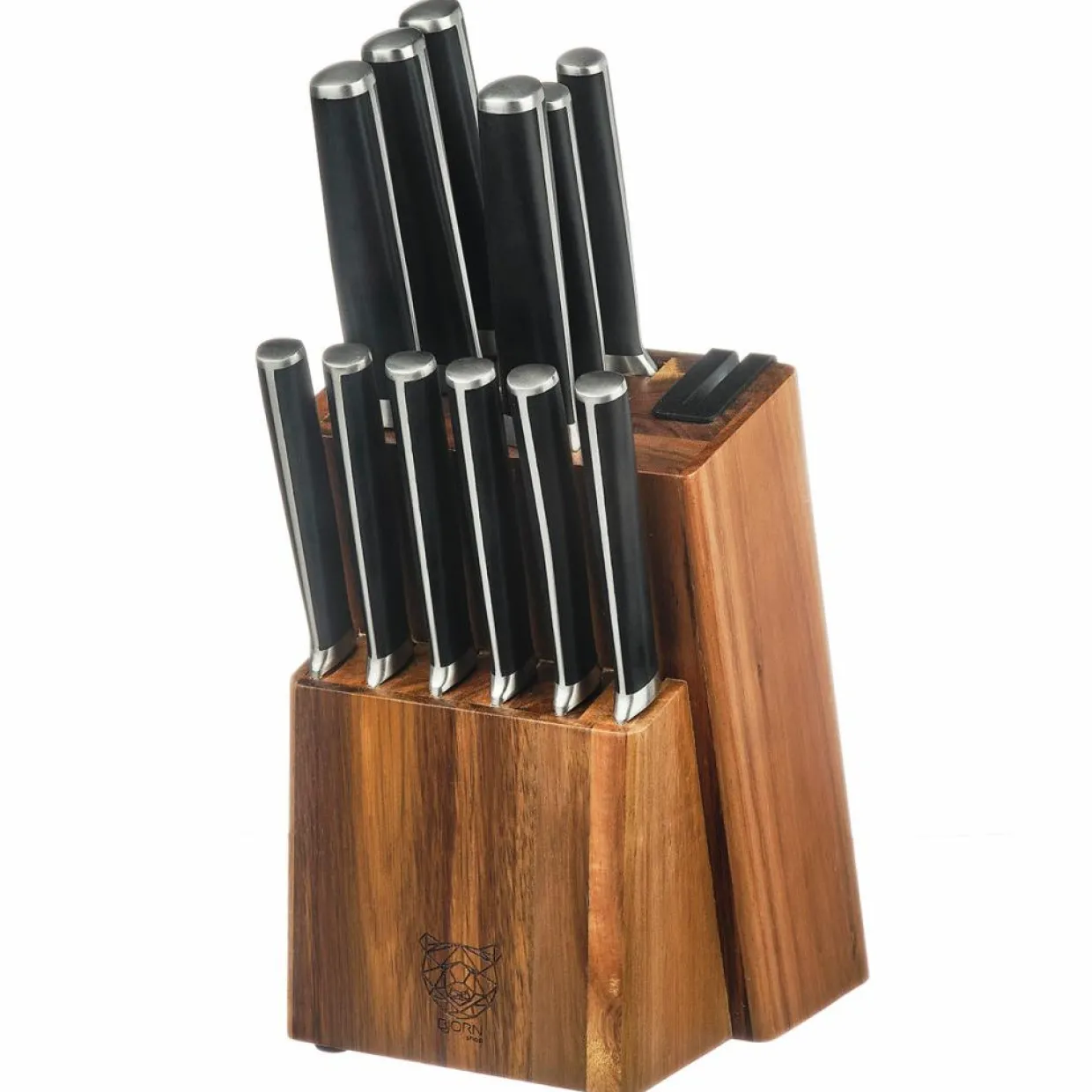 Bjorn Couteaux^Bloc avec couteaux de cuisine et couteaux à steak Jona Loviisa - 14 pièces inox mat