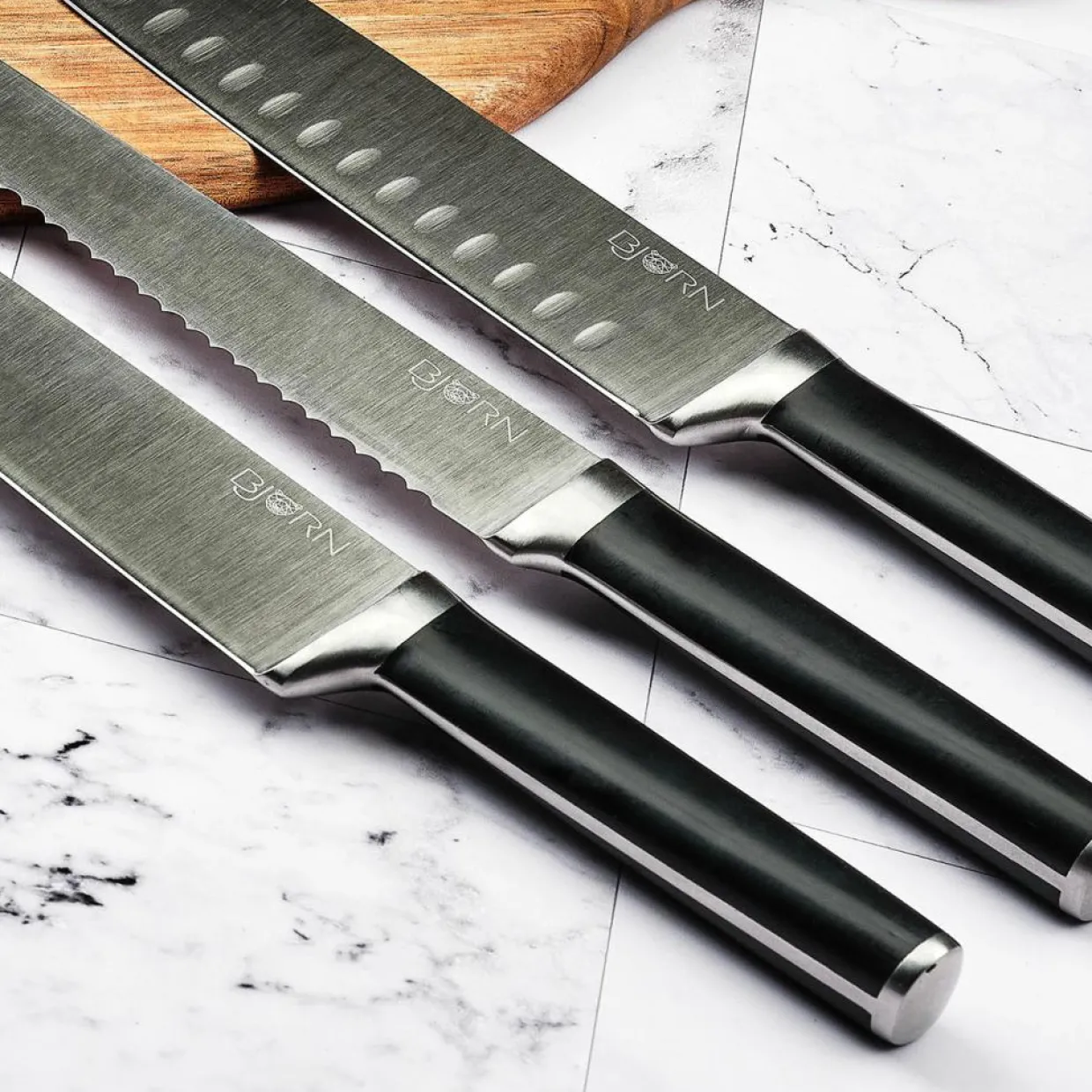 Bjorn Couteaux^Bloc avec couteaux de cuisine et couteaux à steak Jona Loviisa - 14 pièces inox mat