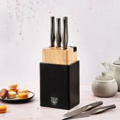 Bloc avec couteaux de cuisine Larus Porvoo gris métal - 8 pièces-Bjorn Best