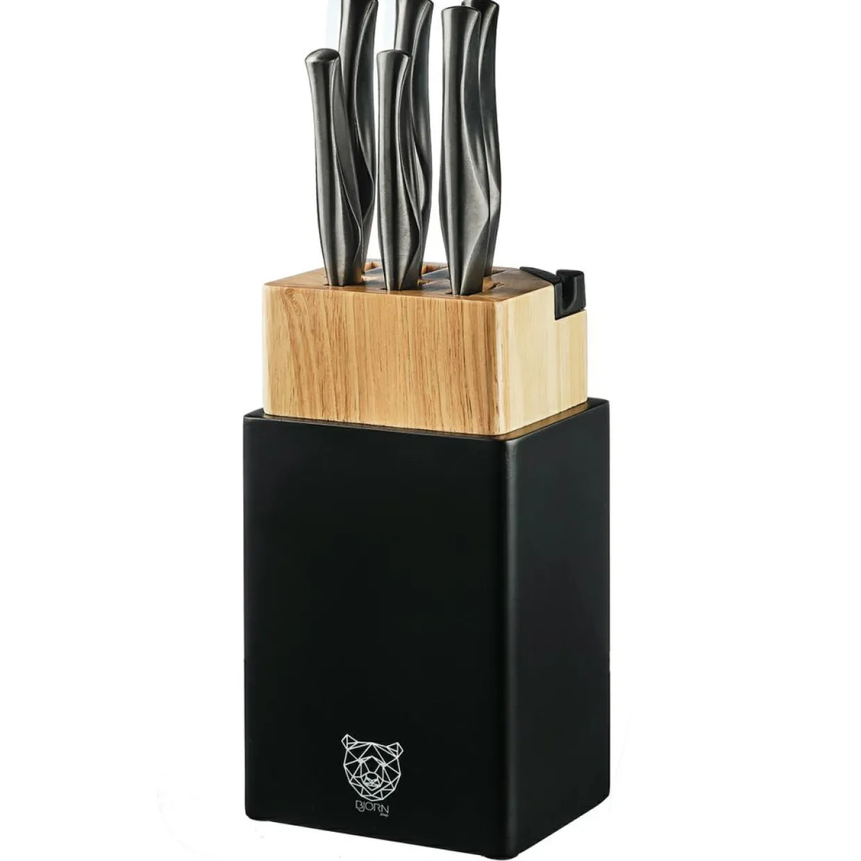 Bloc avec couteaux de cuisine Larus Porvoo gris métal - 8 pièces-Bjorn Best