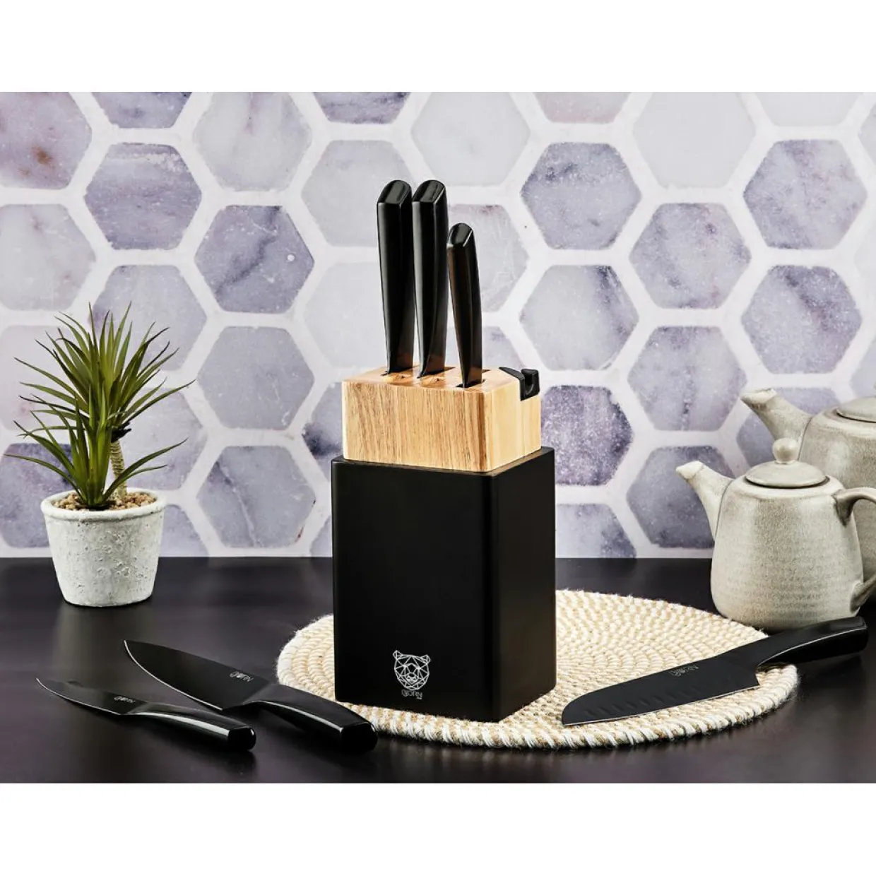 Bloc avec couteaux de cuisine Jensen Porvoo - 8 pièces-Bjorn Clearance