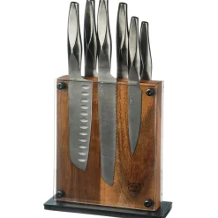 Bloc avec couteaux de cuisine Larus Rauma gris métal - 7 pièces-Bjorn New