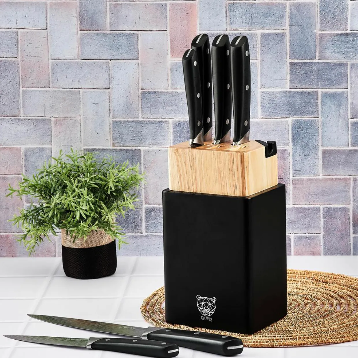 Bloc avec couteaux de cuisine Erling Porvoo - 8 pièces-Bjorn Outlet