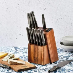 Bloc avec couteaux de cuisine et couteaux à steak Larus Loviisa gris métal - 14 pièces-Bjorn New
