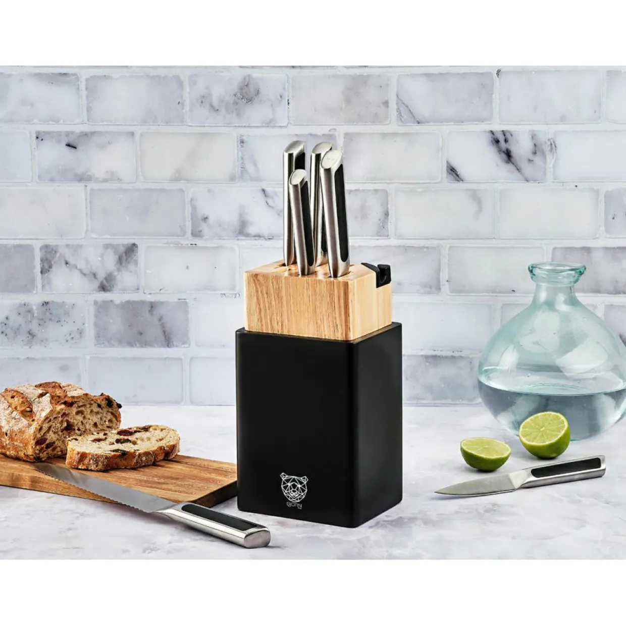 Bjorn Couteaux^Bloc avec couteaux de cuisine Loki Porvoo inox mat - 8 pièces