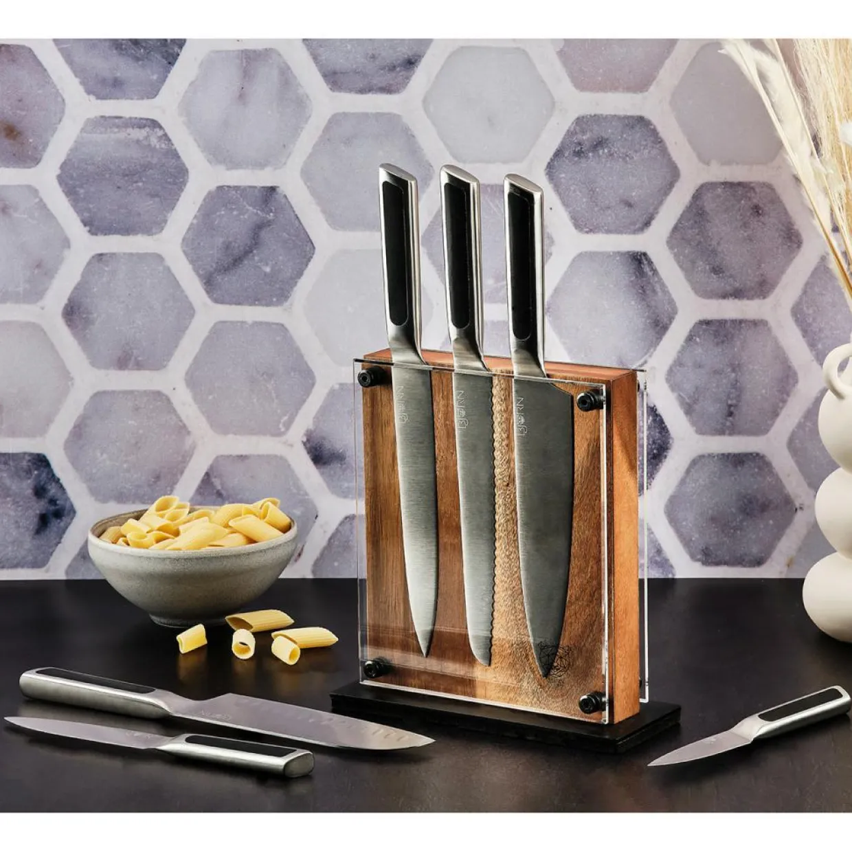 Bjorn Couteaux^Bloc avec couteaux de cuisine Loki Rauma inox mat - 7 pièces