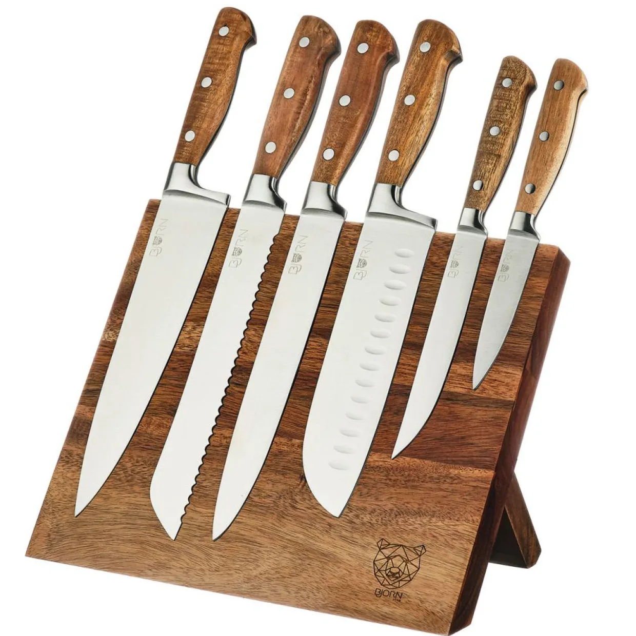 Bjorn Couteaux^Bloc avec couteaux de cuisine Jakob Vantaa bois mat - 7 pièces