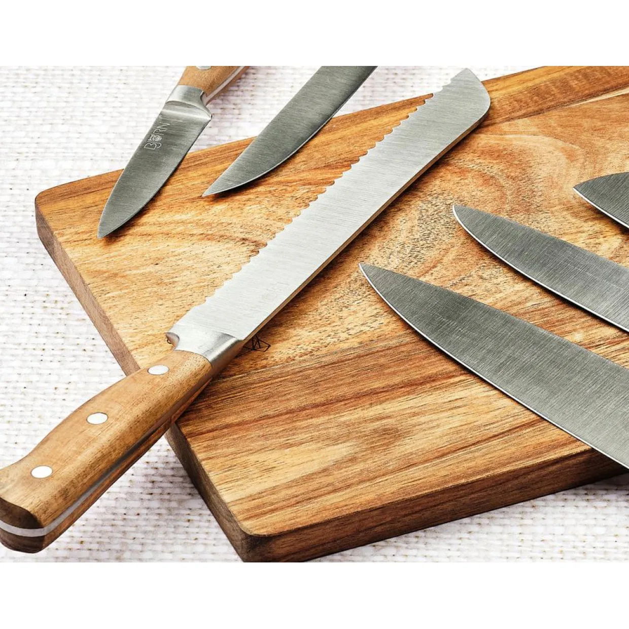 Bjorn Couteaux^Bloc avec couteaux de cuisine Jakob Vantaa bois mat - 7 pièces