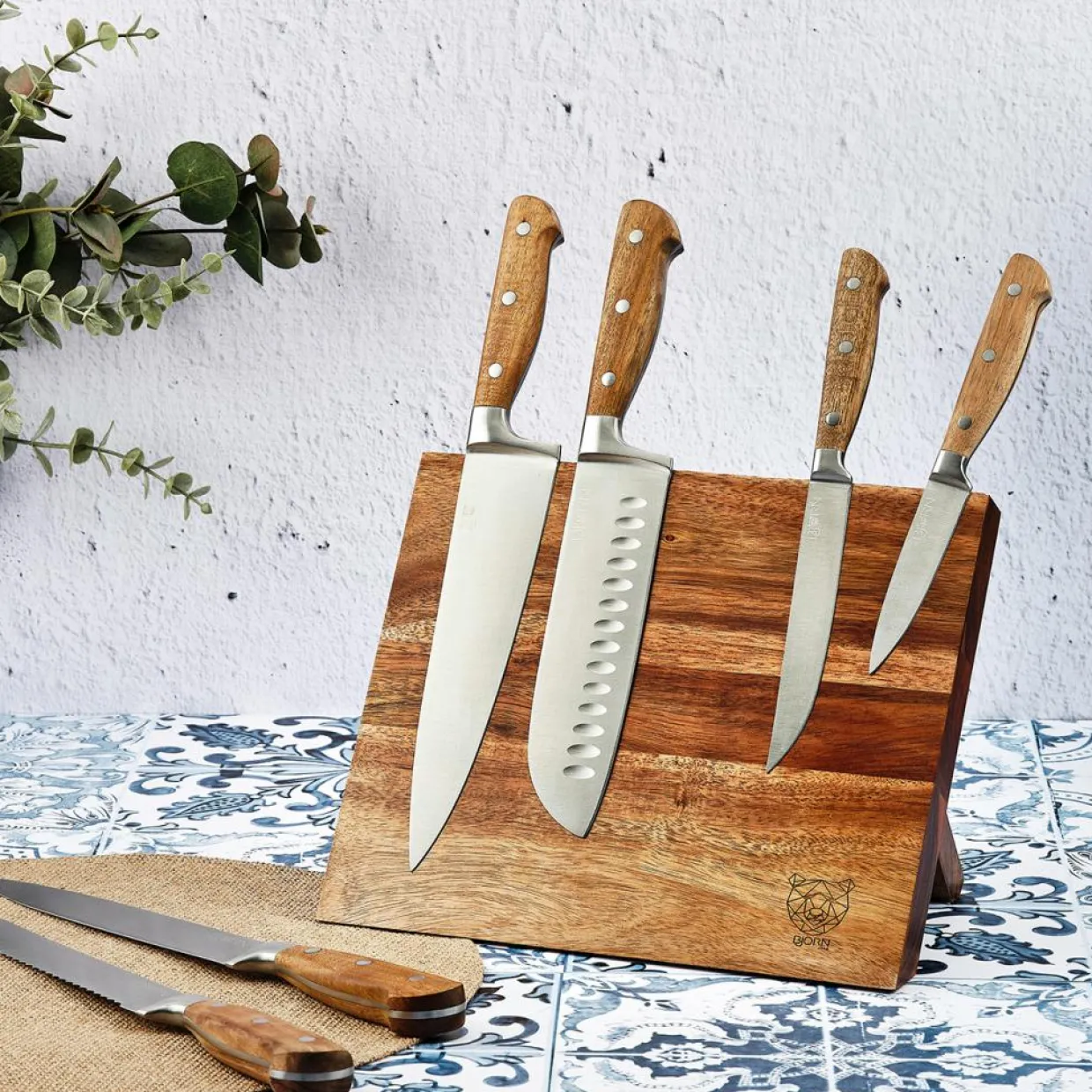 Bjorn Couteaux^Bloc avec couteaux de cuisine Jakob Vantaa bois mat - 7 pièces
