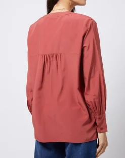 Blouse à encolure en V lenzing™ ecovero™ rouge terracotta-Esprit Best