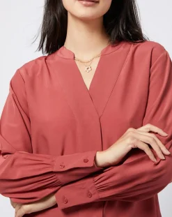 Blouse à encolure en V lenzing™ ecovero™ rouge terracotta-Esprit Best