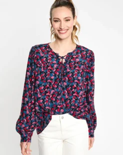 Blouse à lacets print multicolore-Esprit Sale