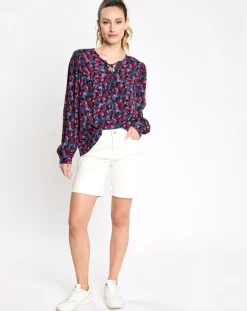 Blouse à lacets print multicolore-Esprit Sale