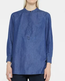 Blouse ajustée Pen bleue-Jodhpur