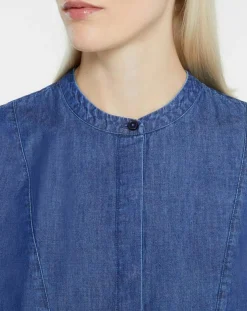 Blouse ajustée Pen bleue-Jodhpur