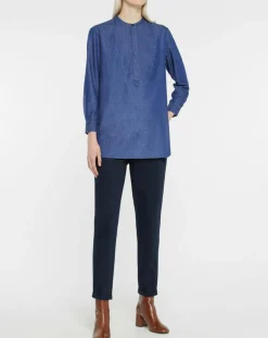 Blouse ajustée Pen bleue-Jodhpur