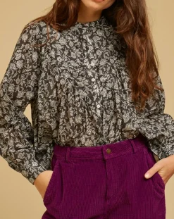 Femme Chloé Stora Tops Et Blouses^Blouse ample Alba en Voile de Coton imprimée noire