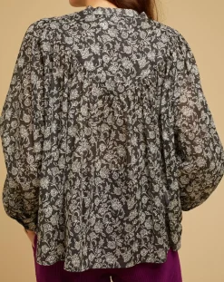 Femme Chloé Stora Tops Et Blouses^Blouse ample Alba en Voile de Coton imprimée noire