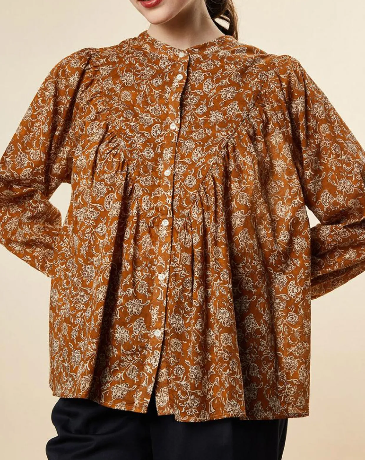 Femme Chloé Stora Tops Et Blouses^Blouse ample Alba en Voile de Coton imprimée ocre