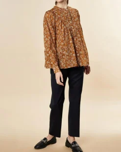 Femme Chloé Stora Tops Et Blouses^Blouse ample Alba en Voile de Coton imprimée ocre