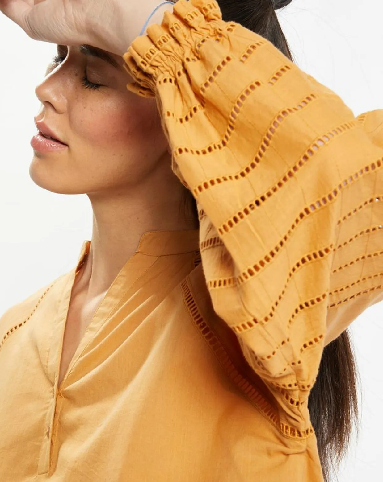 Blouse ample en Coton Ramos broderie jaune foncé-Galeries Lafayette Best