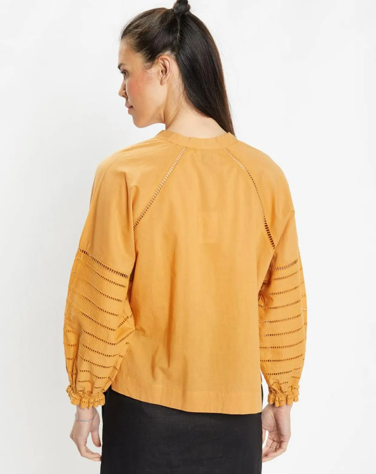 Blouse ample en Coton Ramos broderie jaune foncé-Galeries Lafayette Best