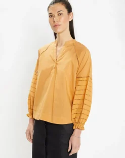 Blouse ample en Coton Ramos broderie jaune foncé-Galeries Lafayette Best