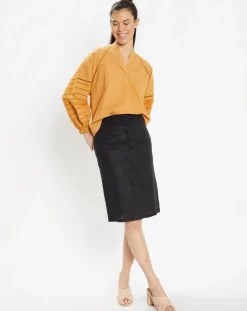 Blouse ample en Coton Ramos broderie jaune foncé-Galeries Lafayette Best