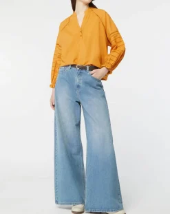 Blouse ample en Coton Ramos broderie jaune foncé-Galeries Lafayette Best
