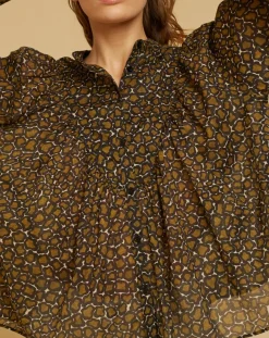 Femme Chloé Stora Tops Et Blouses^Blouse ample en Voile de coton Alba imprimée noire