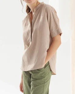 Blouse Bianca fines rayures beige-Chloé Stora Clearance