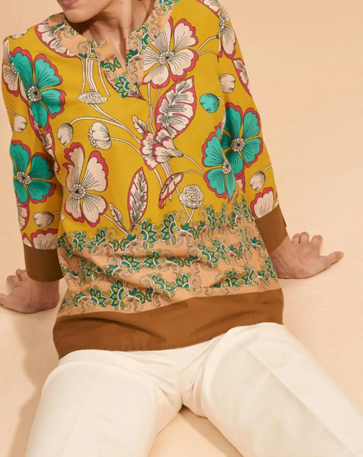 Femme Devernois Tops Et Blouses^Blouse Calcuta en Coton imprimée jaune