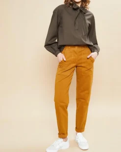 Blouse Charline fines rayures kaki-Hartford Discount
