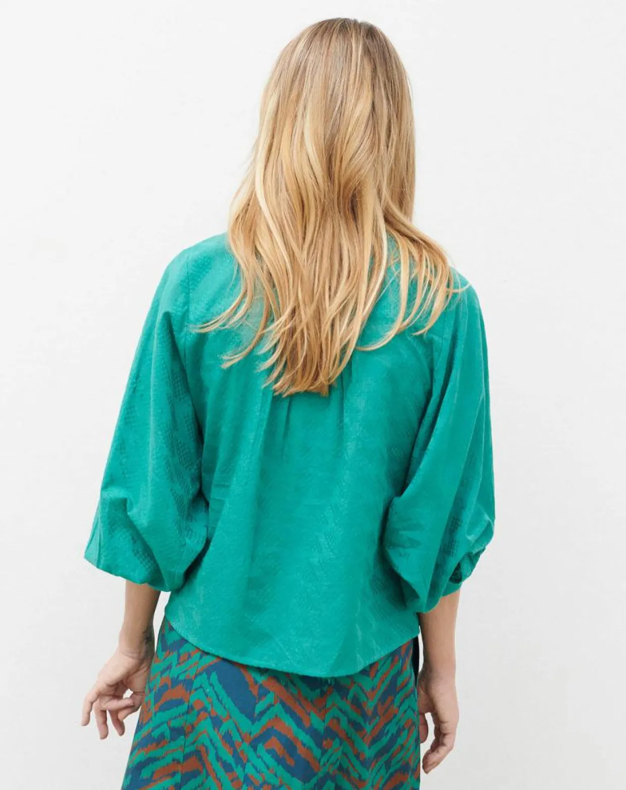Blouse Célestine à borderies menthe-Caroll Clearance