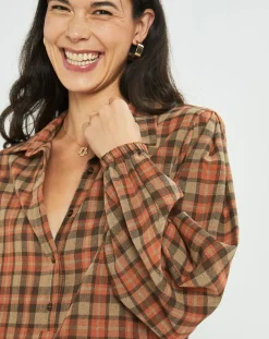 Femme Lauren Vidal Tops Et Blouses^Blouse Cloé à carreaux orange/sable