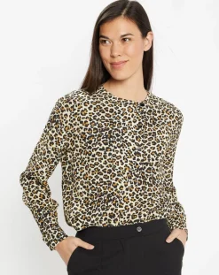 Femme Galeries Lafayette Tops Et Blouses^Blouse col officier imprimé léopard noire