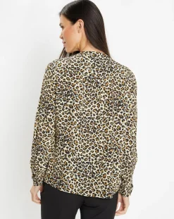 Femme Galeries Lafayette Tops Et Blouses^Blouse col officier imprimé léopard noire