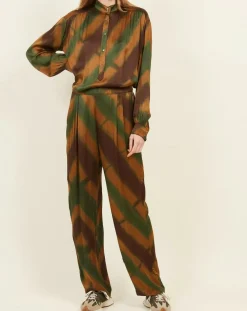 Blouse Cook vert/doré/marron-Hartford New