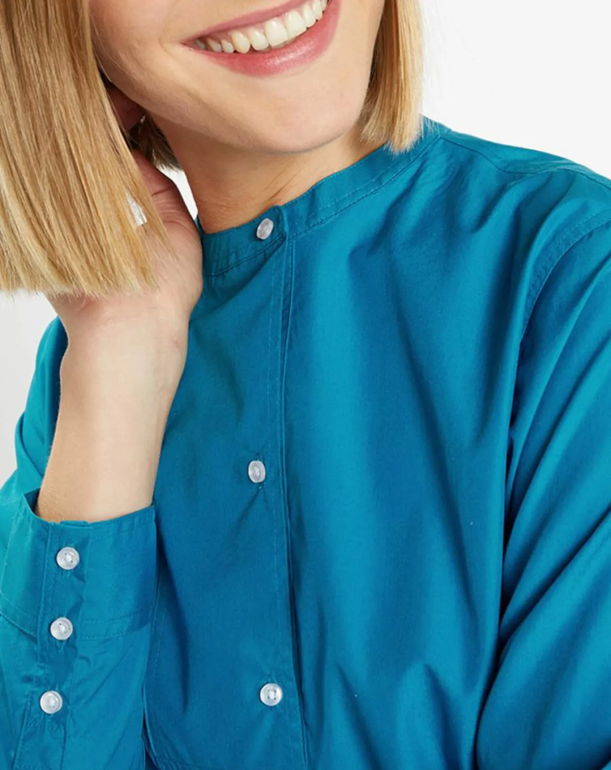 Femme Galeries Lafayette Tops Et Blouses^Blouse droite en Coton Genoise bleu moyen