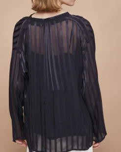 Blouse Elene à rayures encre-Mare di Latte Discount