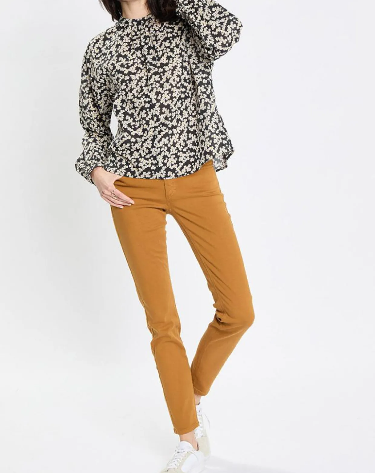 Blouse en Coton bio à fleurs noir/écru-Marc O'Polo Sale