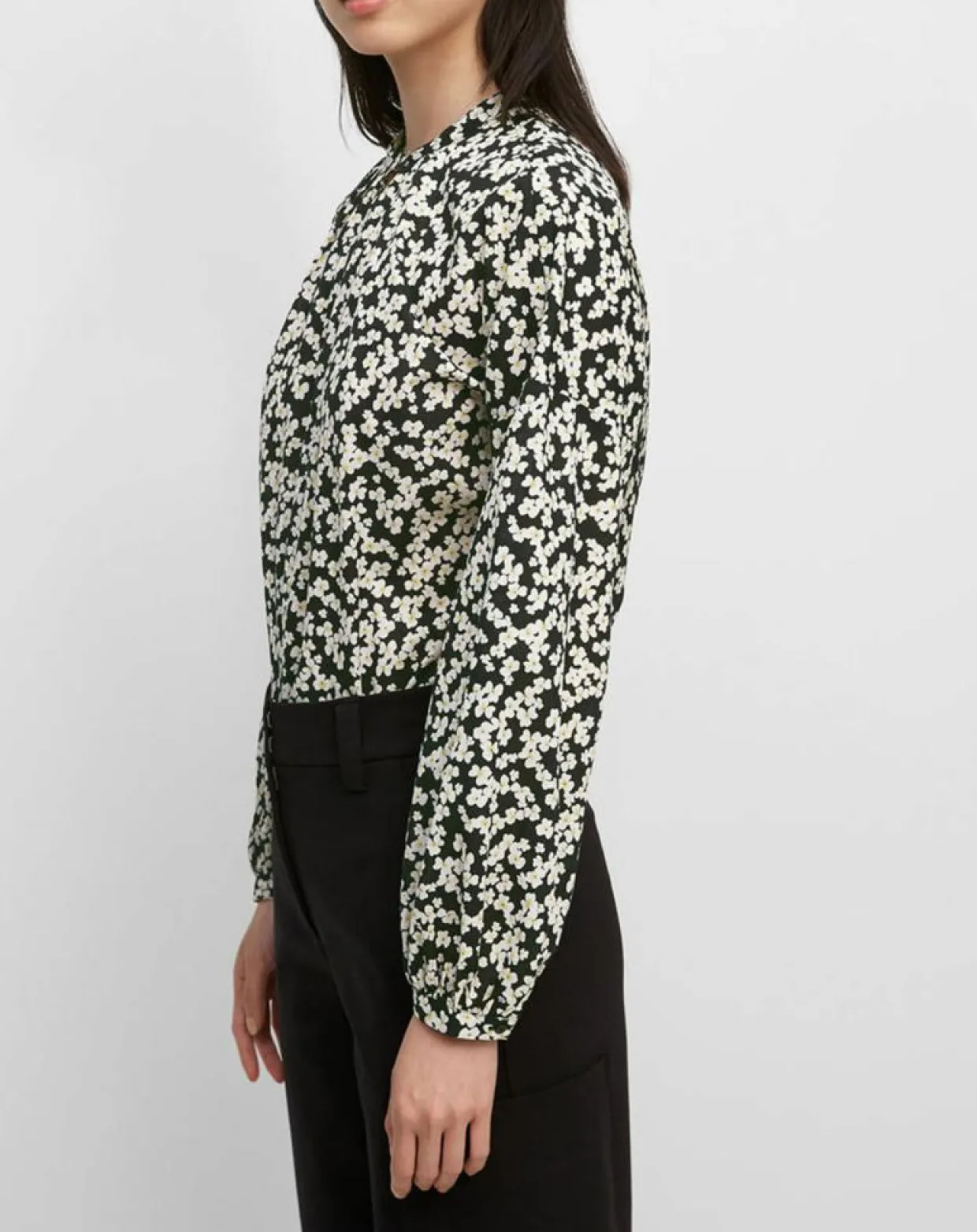 Blouse en Coton bio à fleurs noir/écru-Marc O'Polo Sale