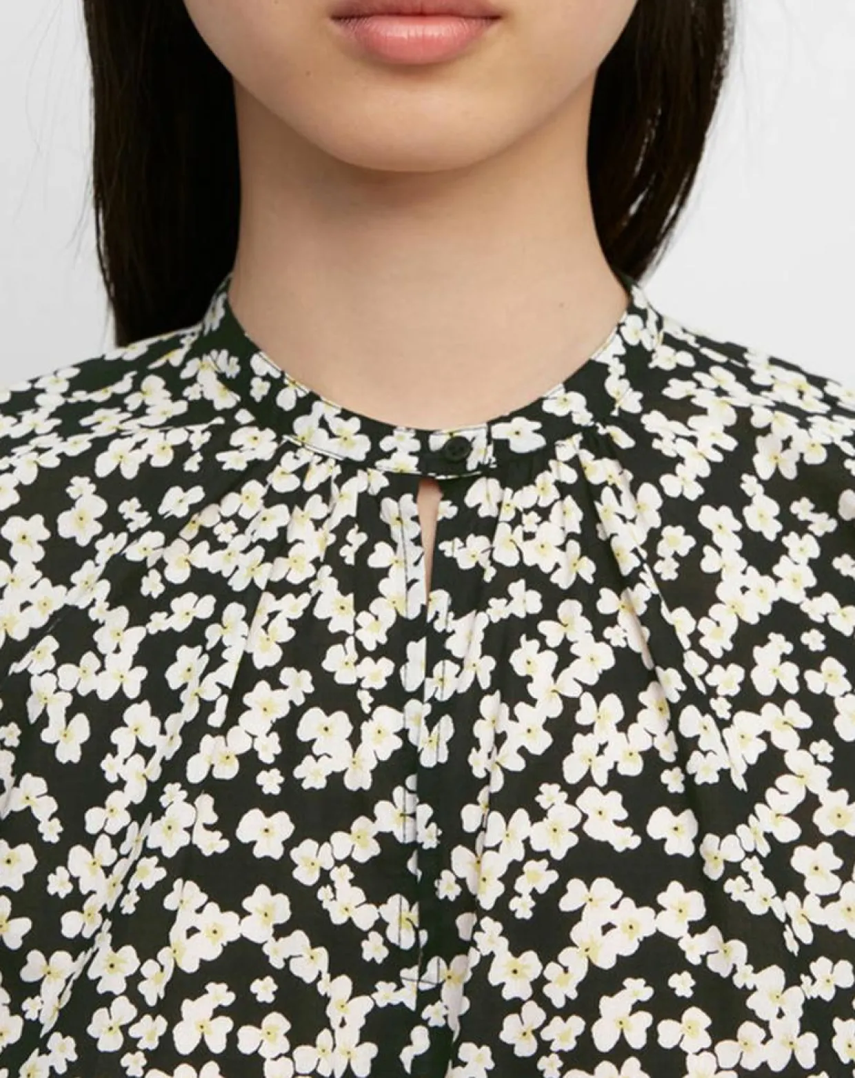 Blouse en Coton bio à fleurs noir/écru-Marc O'Polo Sale