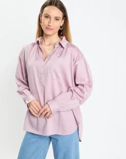 Femme Marc O'Polo Tops Et Blouses^Blouse en Popeline col polo violet clair