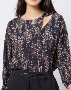 Blouse fluide à motif et découpe multicolore-Esprit Clearance