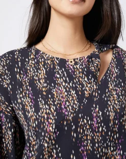 Blouse fluide à motif et découpe multicolore-Esprit Clearance