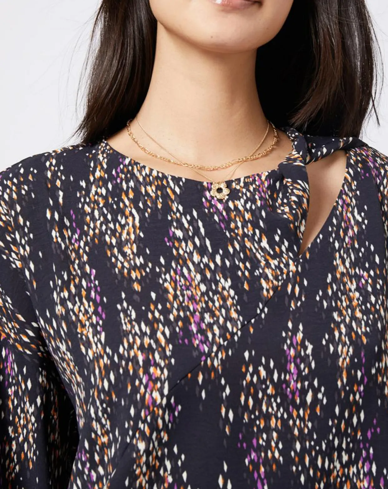 Blouse fluide à motif et découpe multicolore-Esprit Clearance
