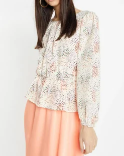 Blouse fluide Gala imprimée beige clair-Galeries Lafayette Clearance