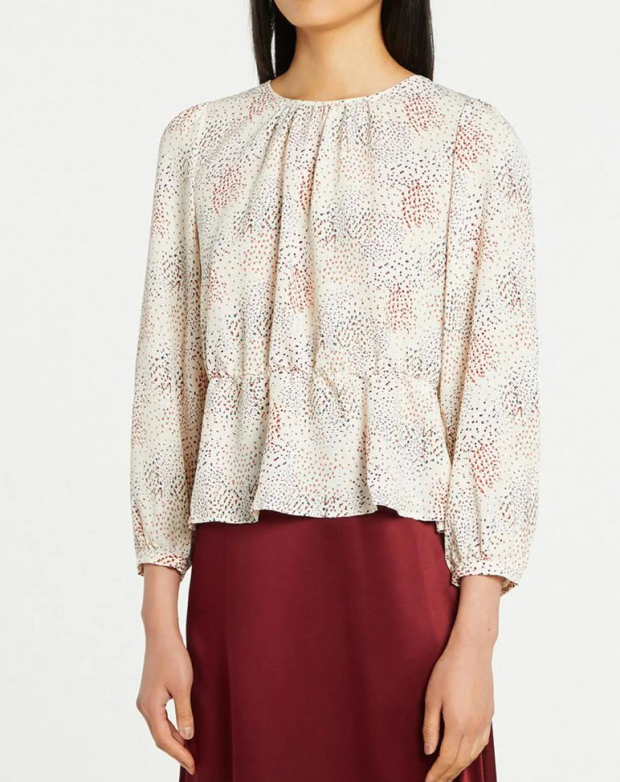 Blouse fluide Gala imprimée beige clair-Galeries Lafayette Clearance